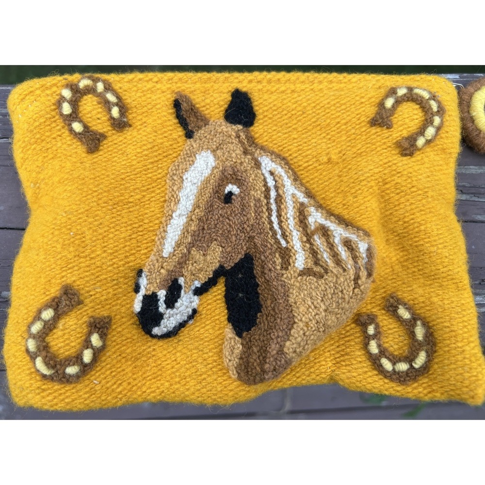 Jenny Krauss Western StyleHorse 100% Wool Embroidered Cosmetic Clutch Wallet Bag
